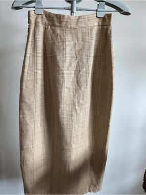 Beige Plaid Pencil Skirt - Tailored Women's Workwear